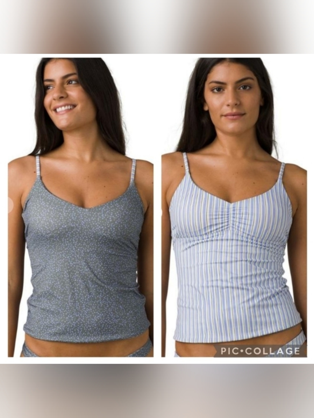 PRANA NWT JESS REVERSIBLE Blue Patterned & Striped Dual-Print Tops